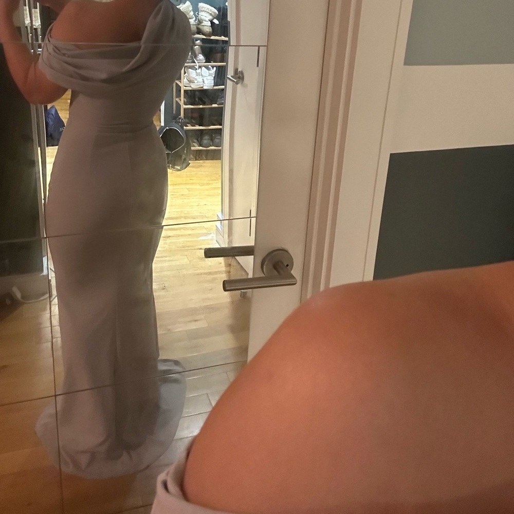 Elegant Off-Shoulder Grey Katie May Layla Gown - Picture 4 of 5